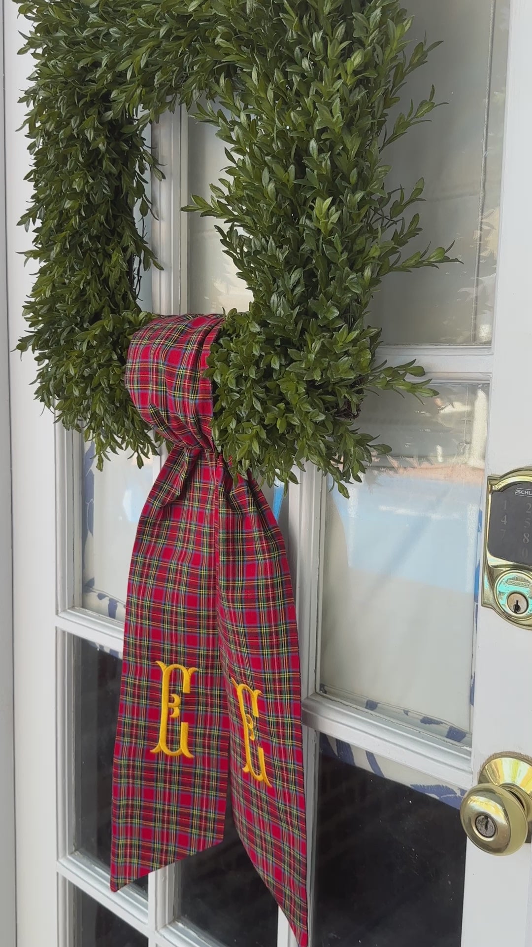 Christmas Tartan Plaid Wreath Sash