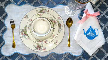 Transform Your Dining Experience with a Bridgerton Inspired Tablescape—Featuring Custom Embroidered Teapot Dinner Napkins!