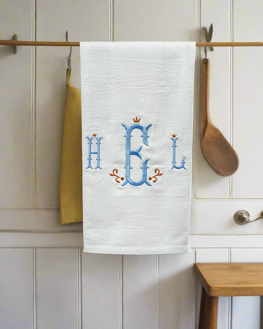 Monogrammed Crown Tea Towel