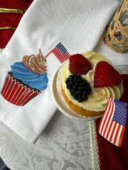 Embroidered Cupcake Tea Towel