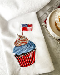 Embroidered Cupcake Tea Towel