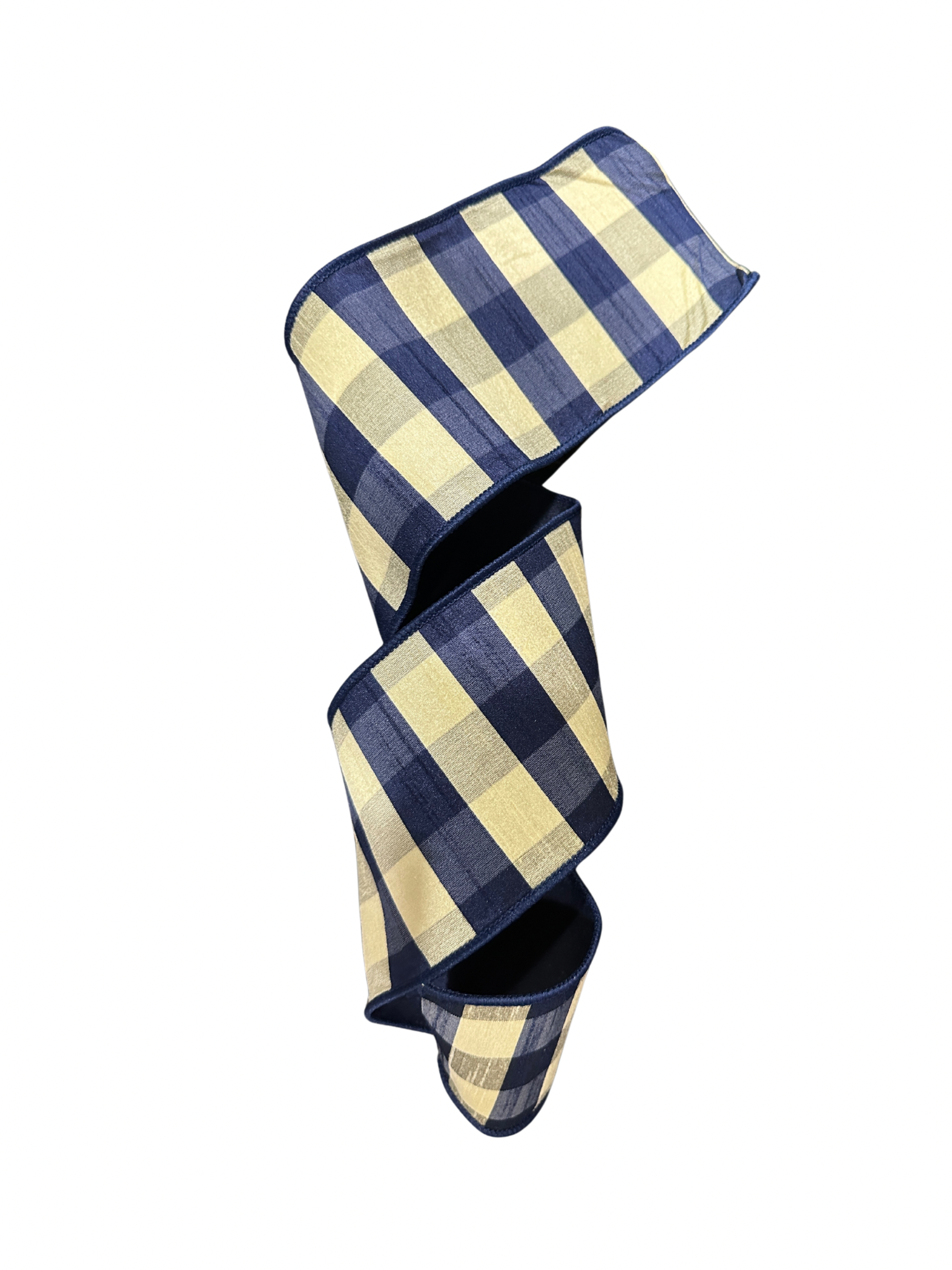 4” Dupion Diagonal Check Ribbon/Navy – Mrs Evans Place