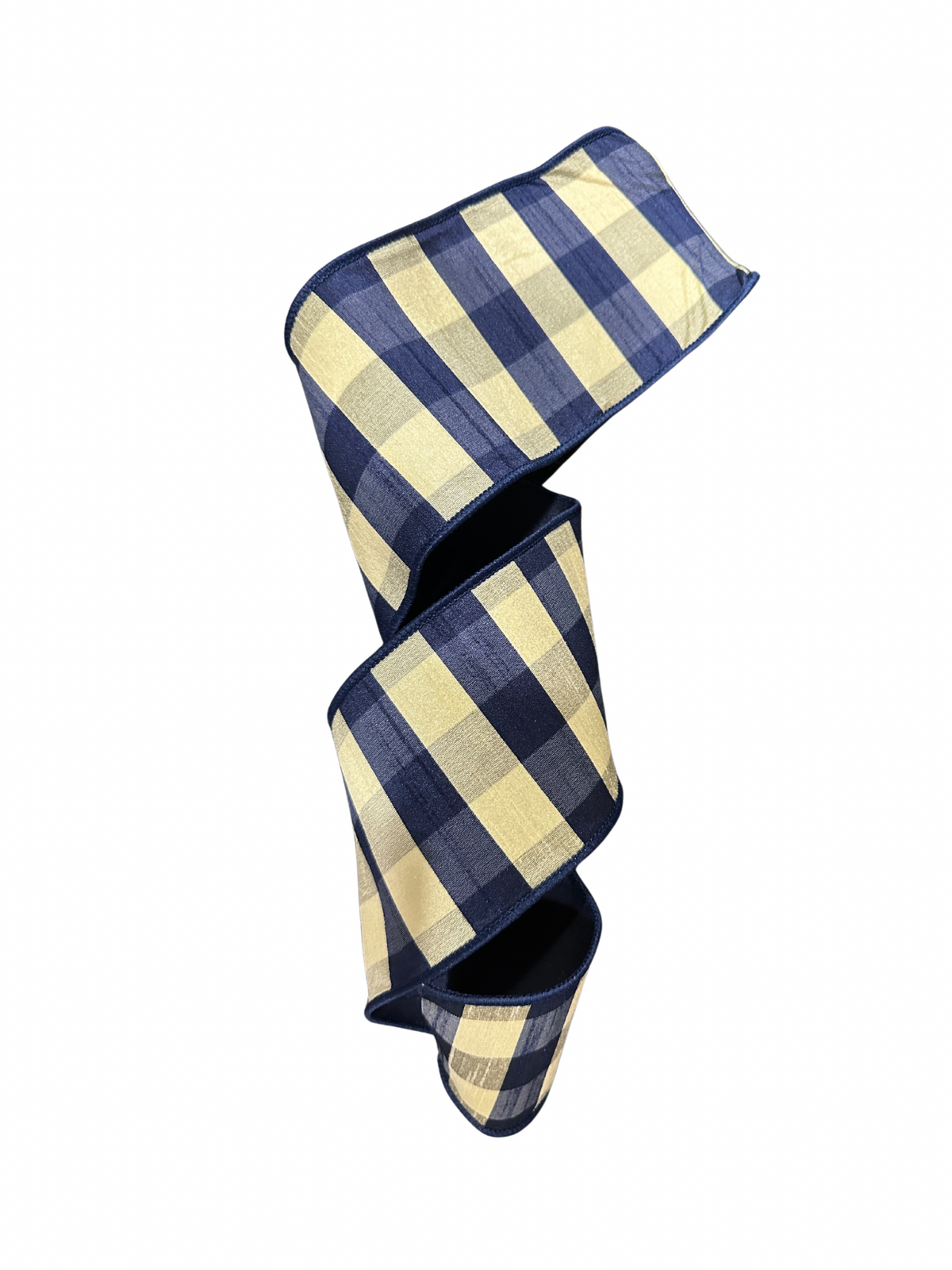 4” Dupion Diagonal Check Ribbon/Navy