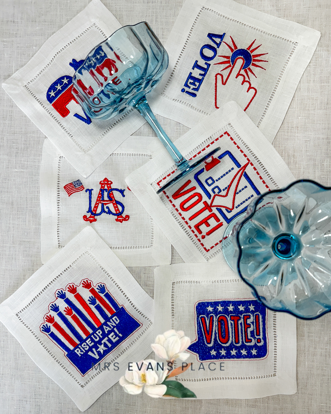 Vote Cocktail Napkins in Red, White, and Blue (6)