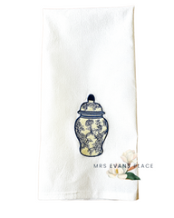 Embroidered Ginger Jar Kitchen Towel