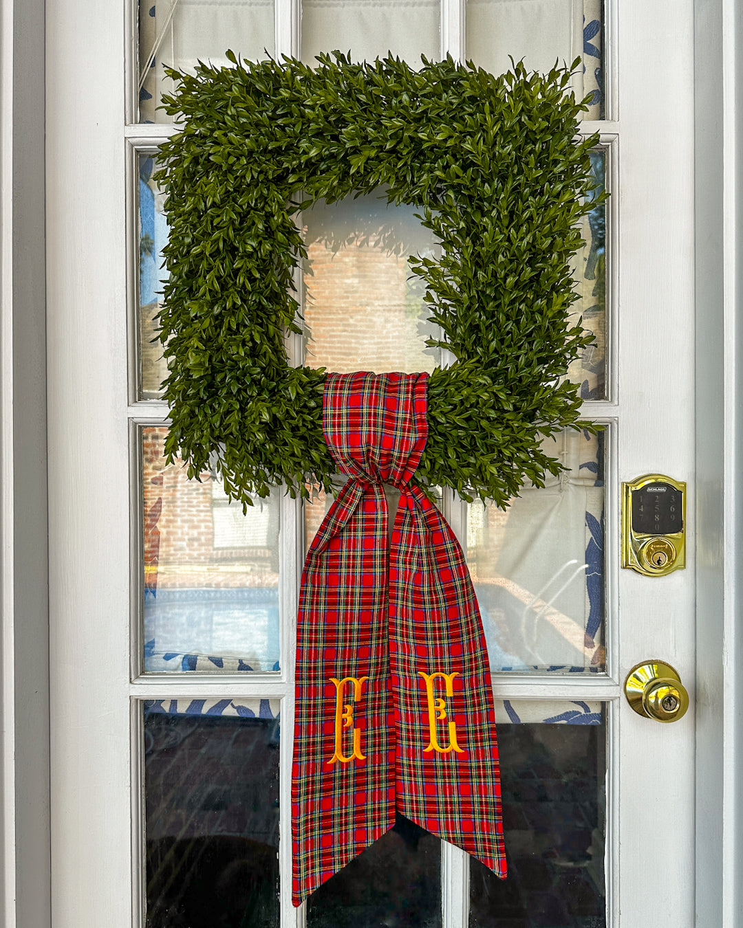 Christmas Tartan Plaid Wreath Sash