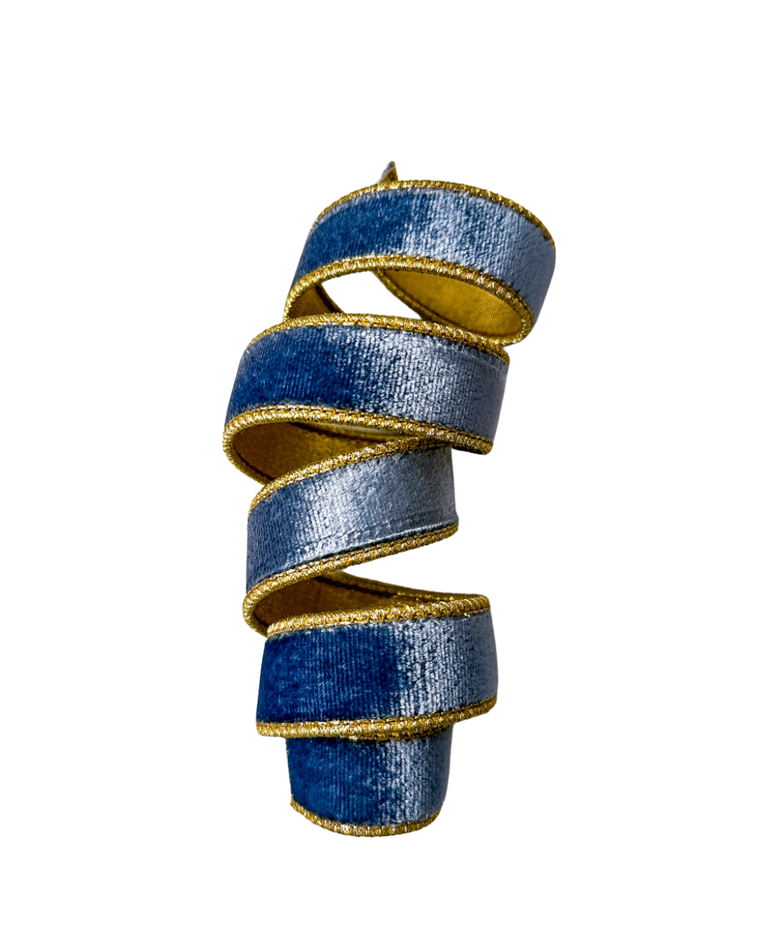 1” Velvet Ribbon/Dusty Blue Gold