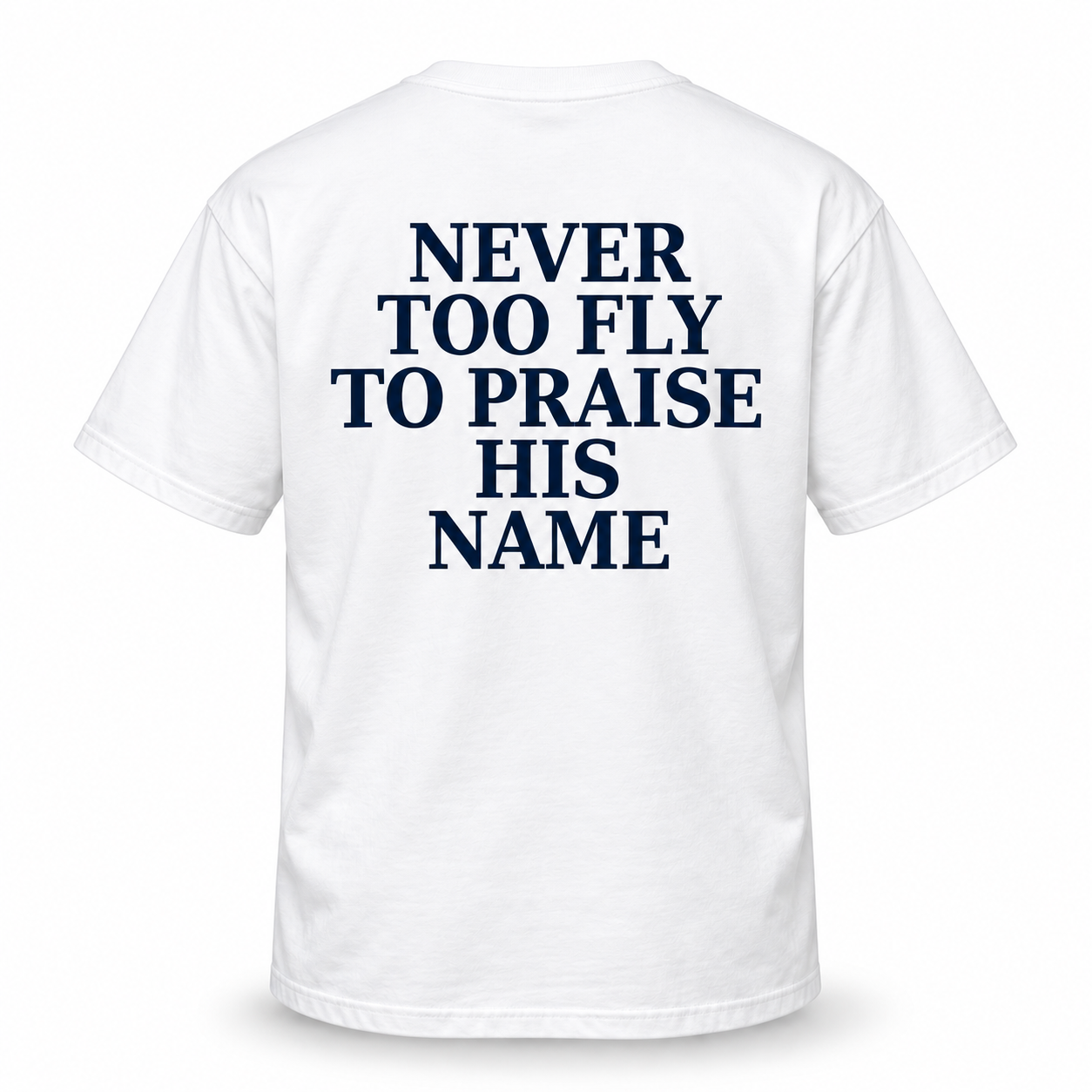 Never Too Fly to Praise His Name™ | Front + Back Faith Tee & Sweatshirt