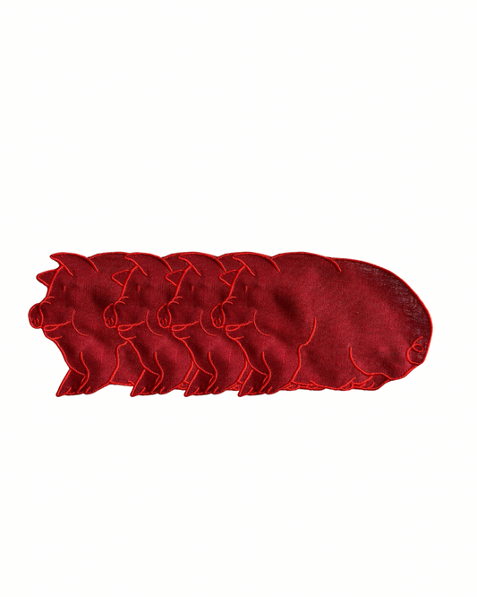 Lil’ Piggy Cocktail Napkins (4) Red