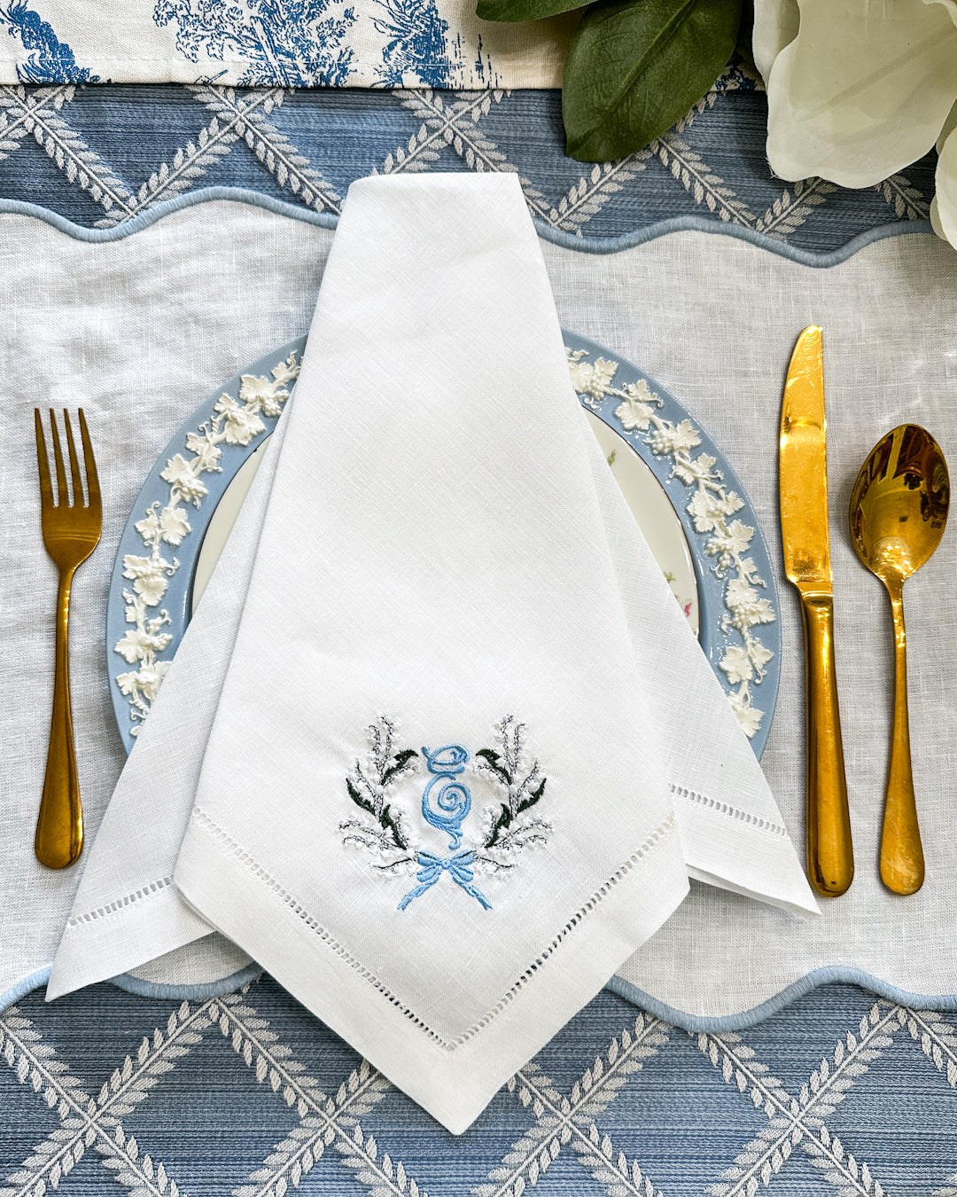 Lily of the Valley Monogrammed Dinner Napkin (1)