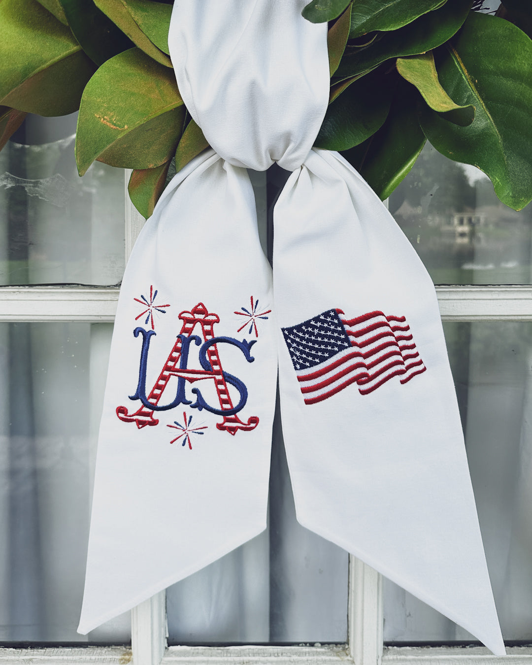 USA Patriotic Flag Wreath Sash