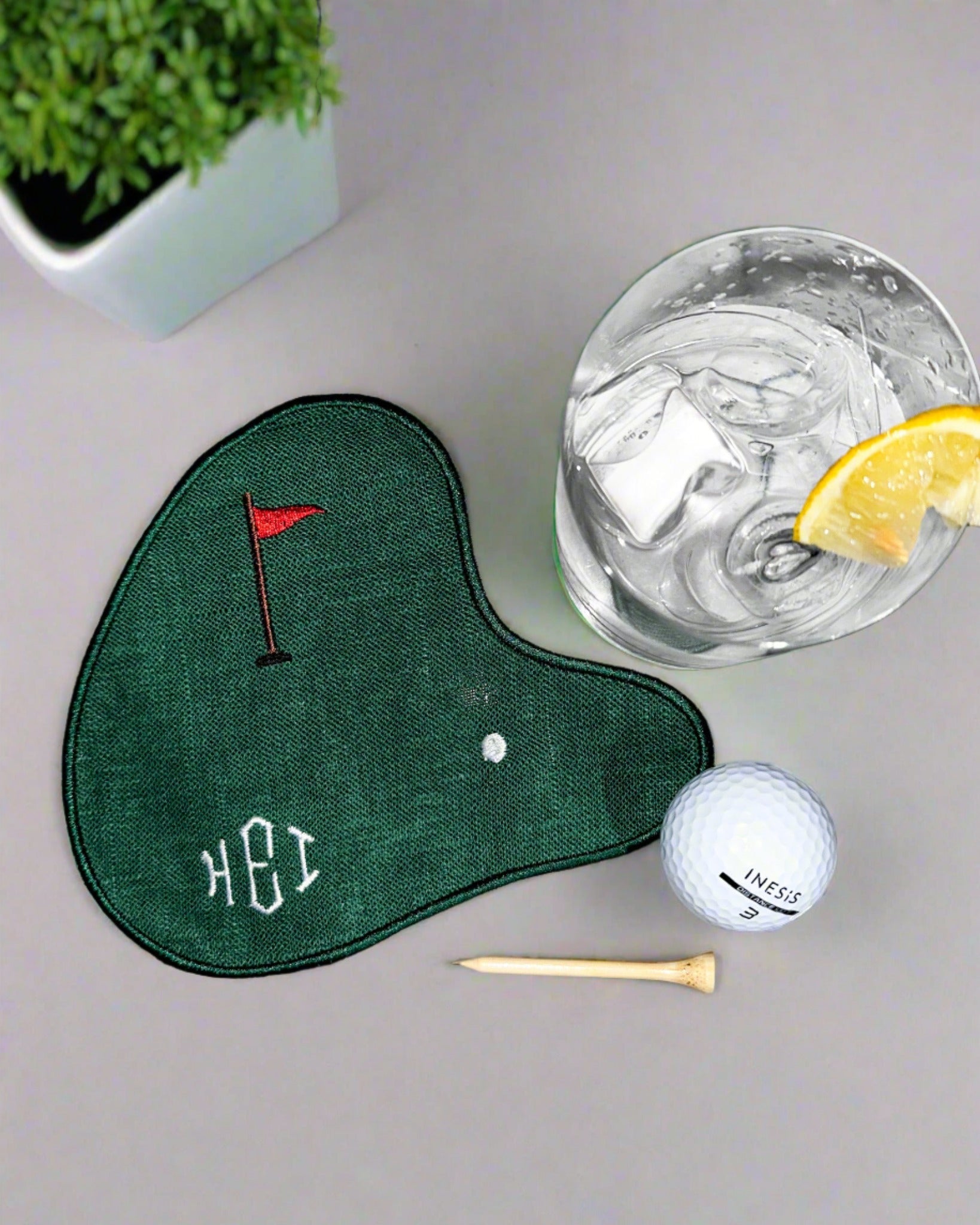 golf course shaped cocktail napkin